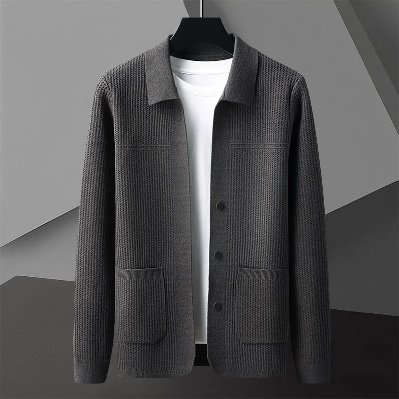 Dylan | Men’s Casual Ribbed Collared Cardigan with Button Front - Image 9