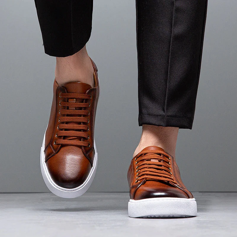 Edward | Formal Leather Men's Trainers with Lace-Up Design - Image 10