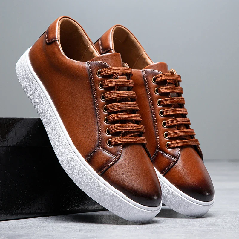 Edward | Formal Leather Men's Trainers with Lace-Up Design - Image 7