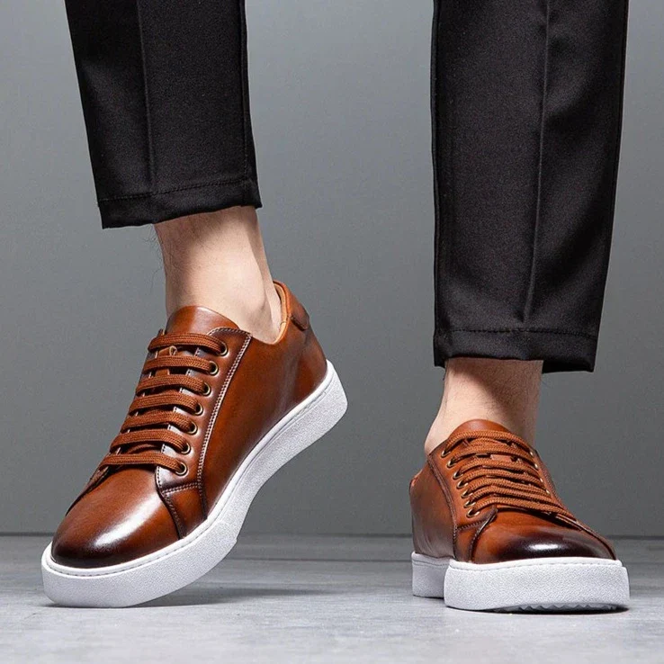 Edward | Formal Leather Men's Trainers with Lace-Up Design - Image 9