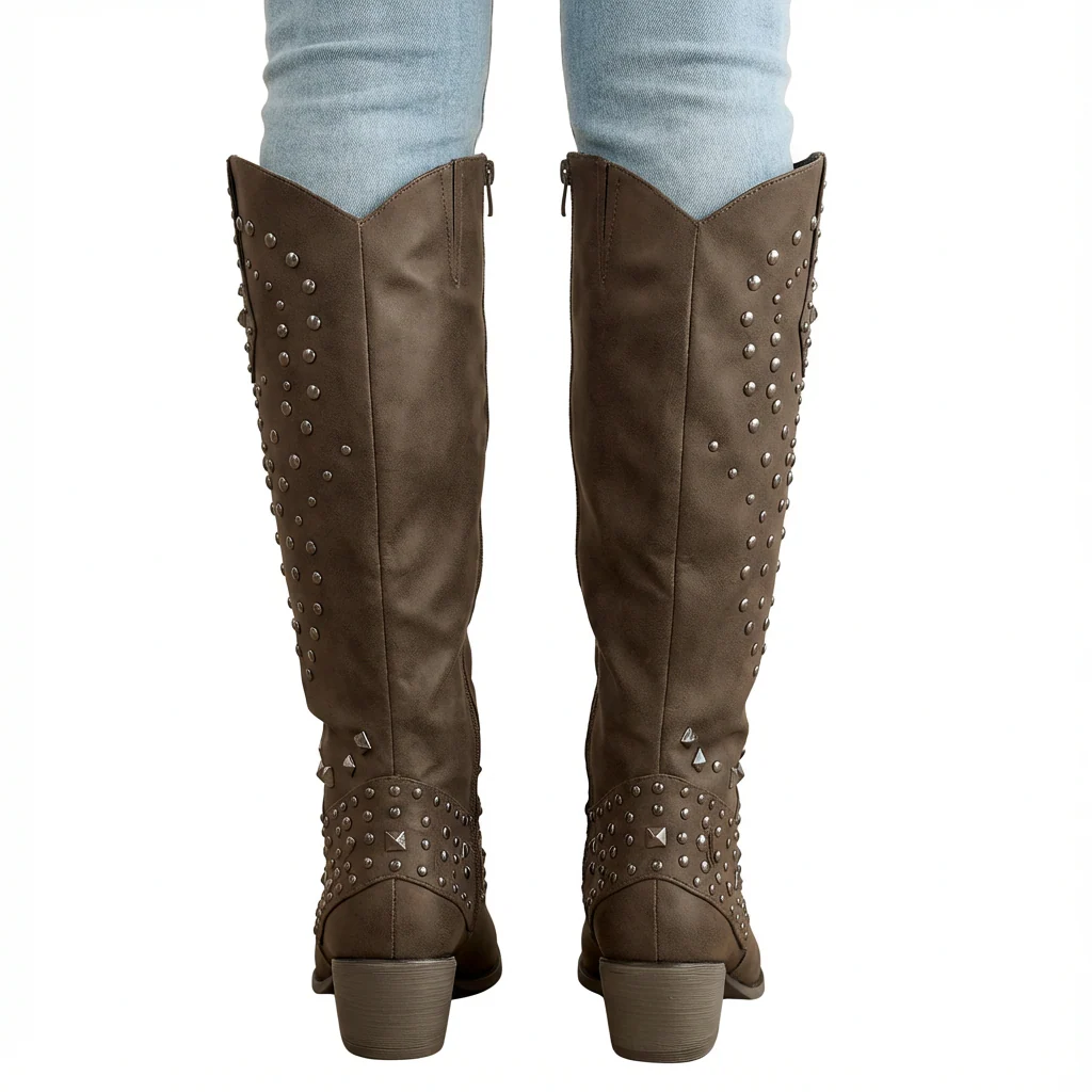Ellie | Women’s Stylish Knee-High Cowboy Boots with Studded Shaft - Image 3