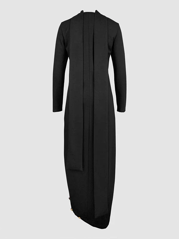 Elsie | Women’s Maxi High-Neck Evening Dress with Gold Button Slit - Image 7