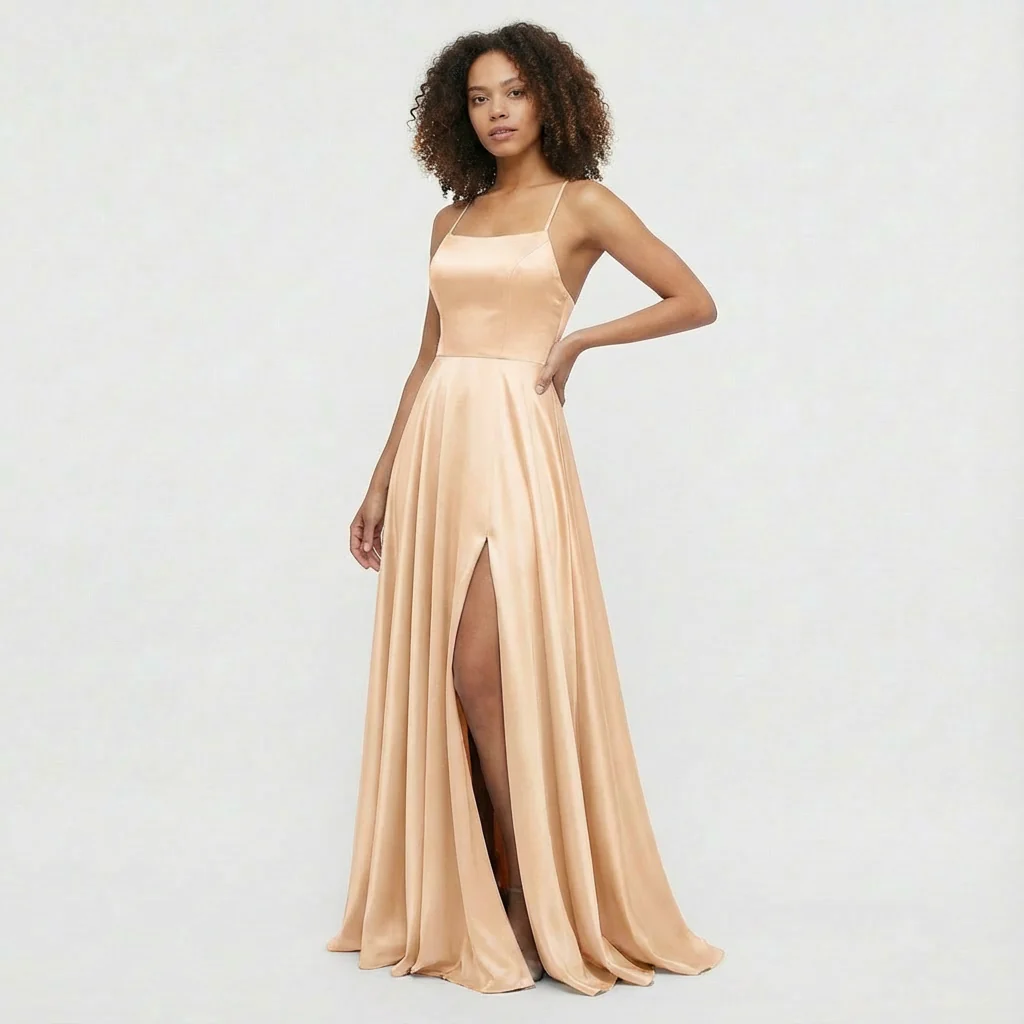 Elsie | Women’s Satin Maxi Prom Dress with Thigh-High Split - Image 5