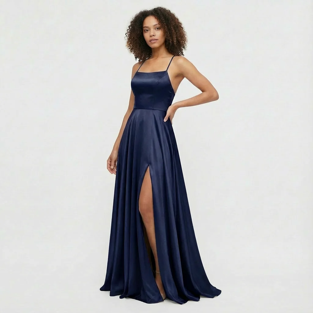 Elsie | Women’s Satin Maxi Prom Dress with Thigh-High Split - Image 7