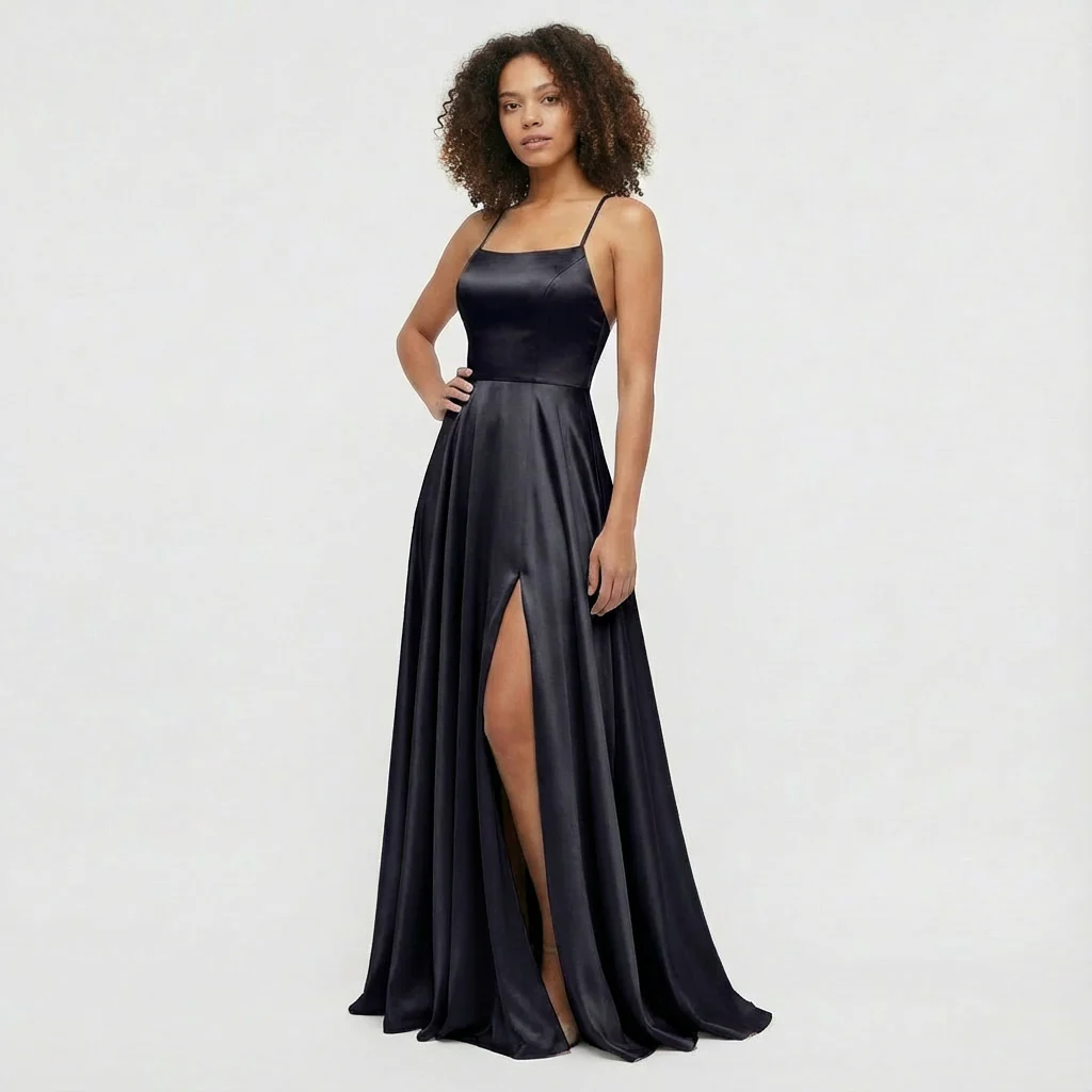Elsie | Women’s Satin Maxi Prom Dress with Thigh-High Split - Image 8