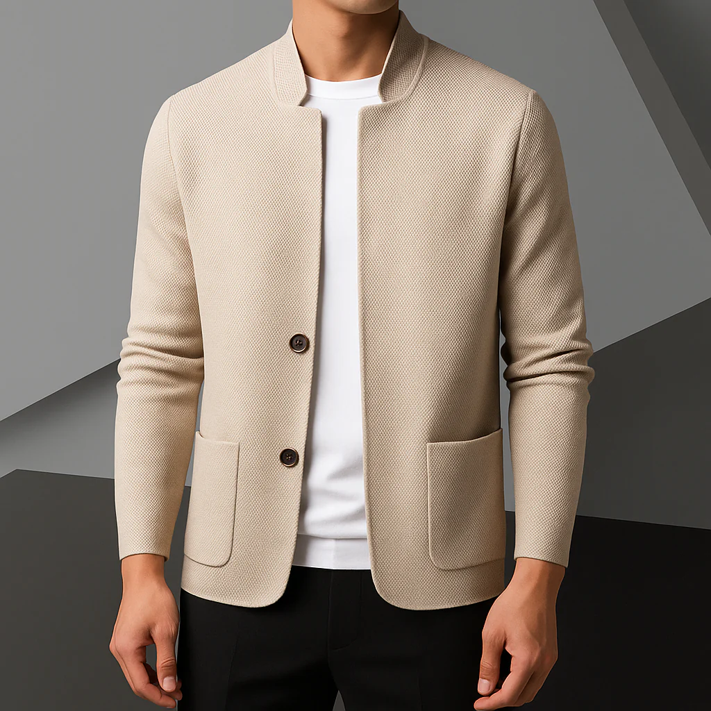 Euan | Men’s Minimal Textured Cardigan with Button Front - Image 10