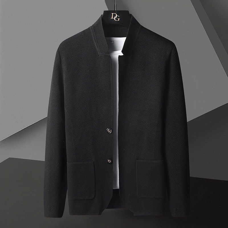 Euan | Men’s Minimal Textured Cardigan with Button Front - Image 3