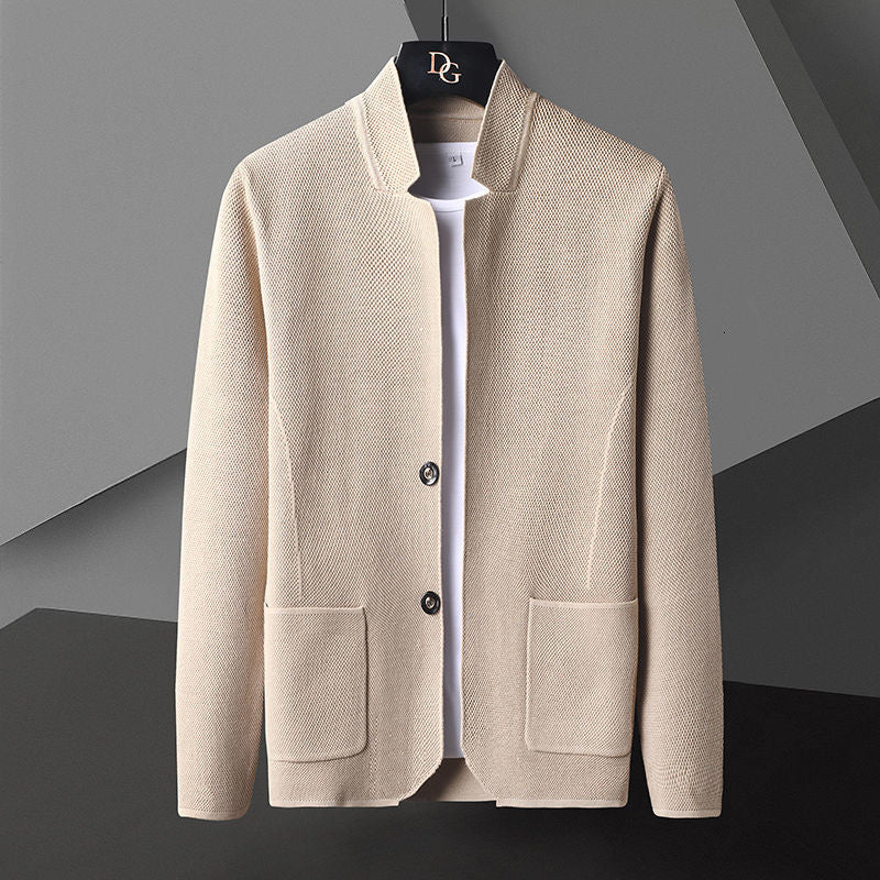 Euan | Men’s Minimal Textured Cardigan with Button Front - Image 4