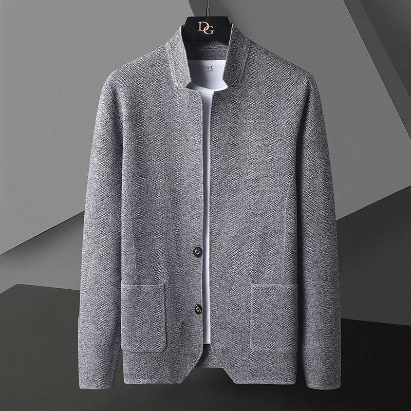 Euan | Men’s Minimal Textured Cardigan with Button Front - Image 6