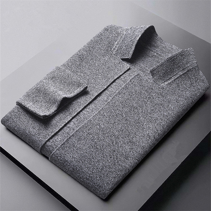 Euan | Men’s Minimal Textured Cardigan with Button Front - Image 7