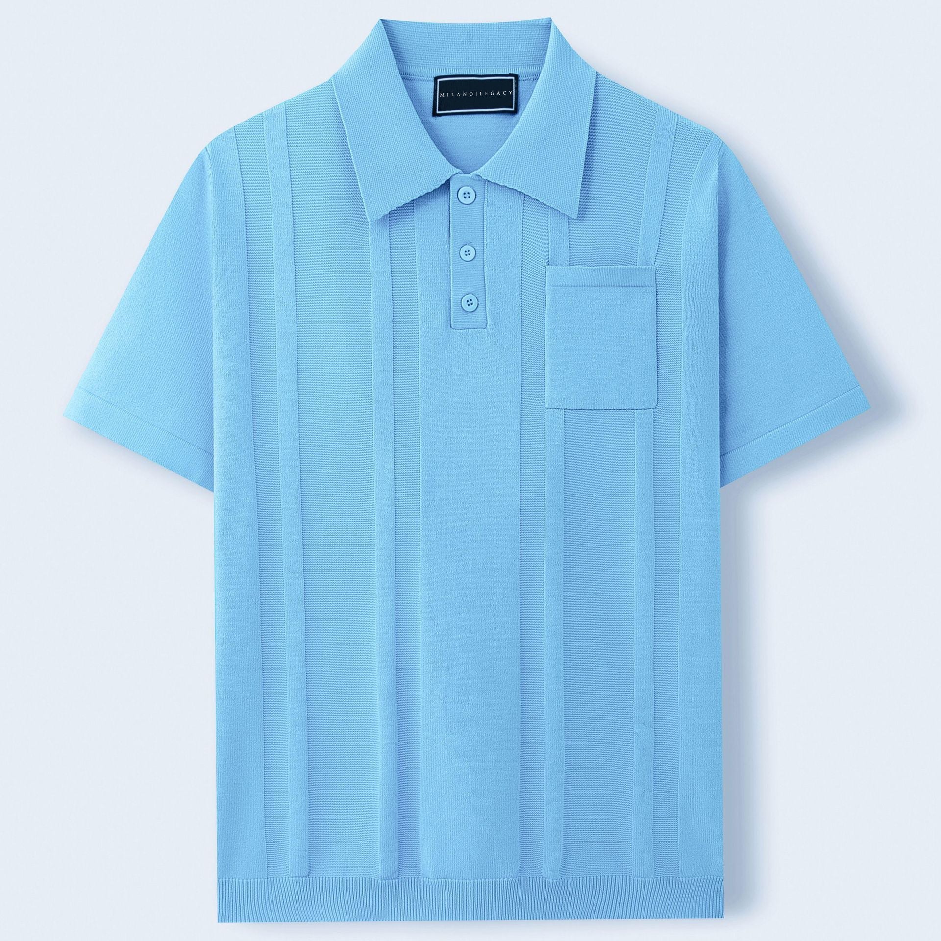 Finley | Men's Textured Knit Polo Shirt with Chest Pocket - Image 5