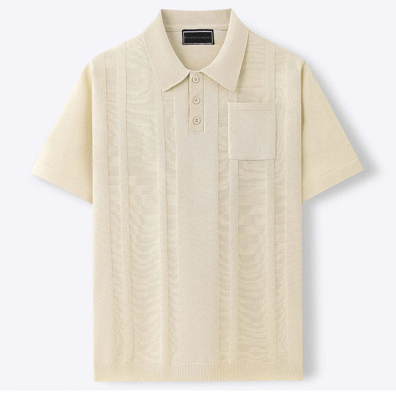 Finley | Men's Textured Knit Polo Shirt with Chest Pocket - Image 6