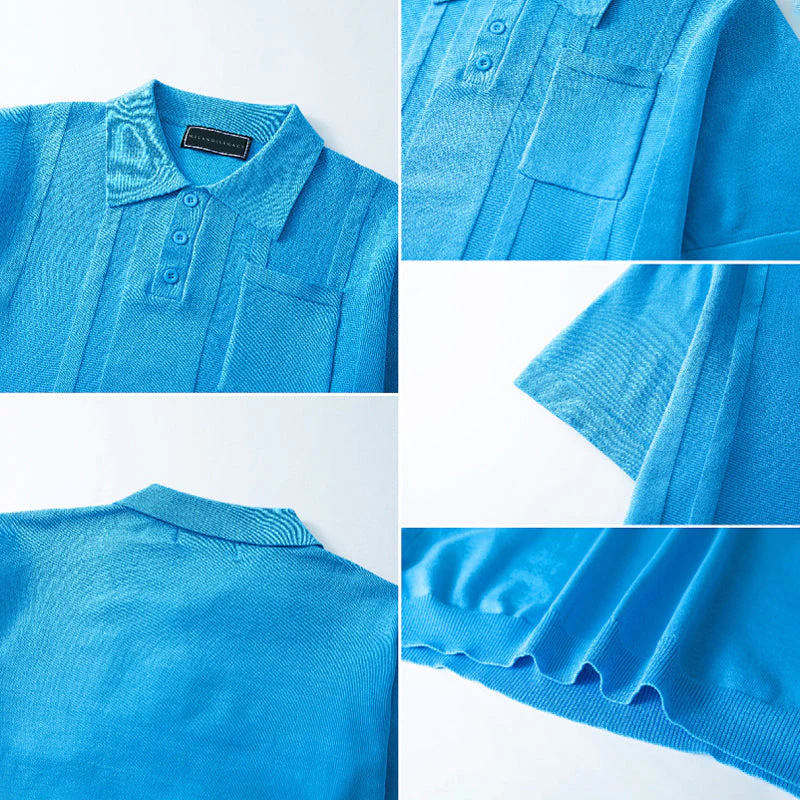 Finley | Men's Textured Knit Polo Shirt with Chest Pocket - Image 8
