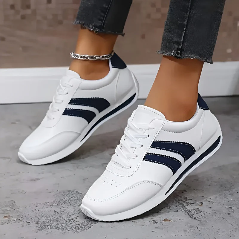 Fiona | Women’s Stylish Women’s Trainers with Contrast Stripe Panels - Image 3
