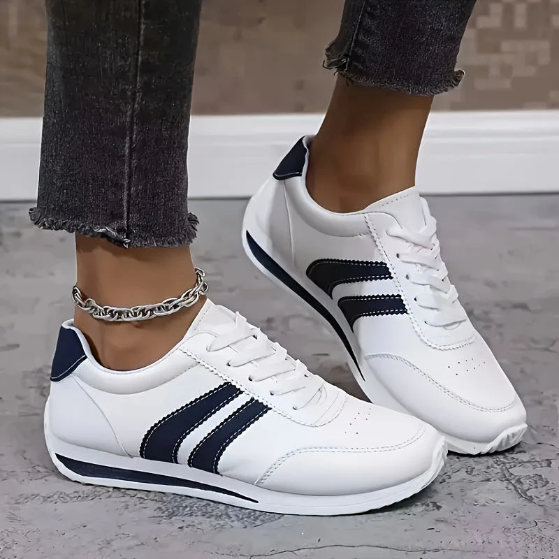 Fiona | Women’s Stylish Women’s Trainers with Contrast Stripe Panels - Image 4