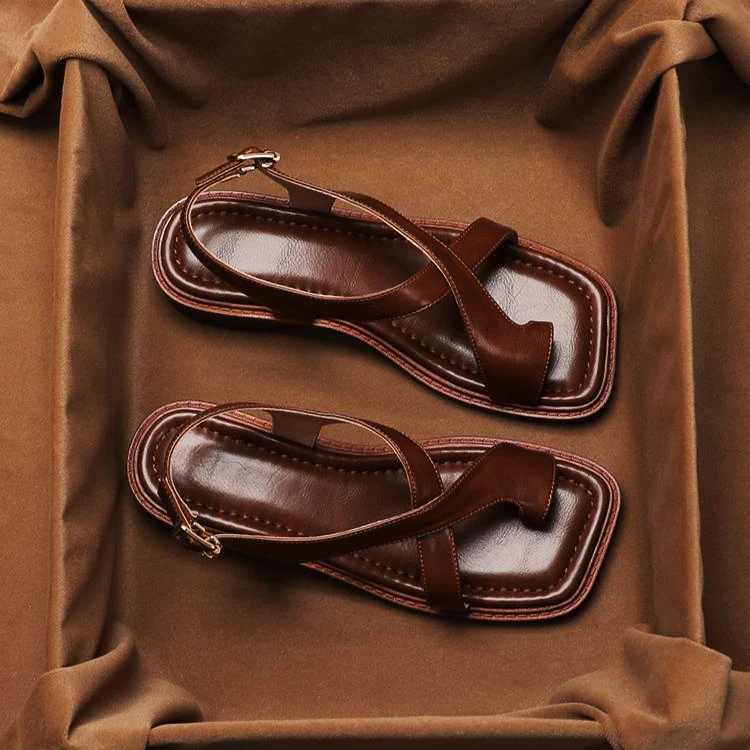 Hannah | Women’s Modern Leather Sandals with Buckle Strap - Image 3