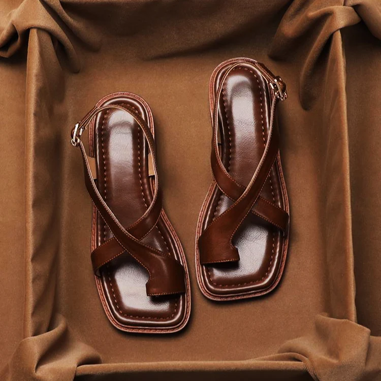 Hannah | Women’s Modern Leather Sandals with Buckle Strap - Image 4