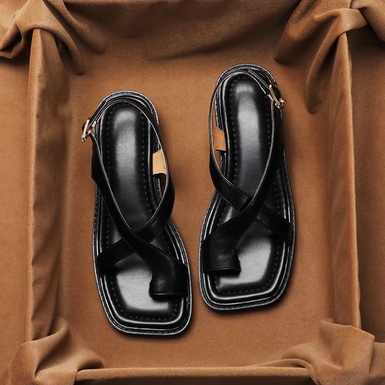 Hannah | Women’s Modern Leather Sandals with Buckle Strap - Image 5