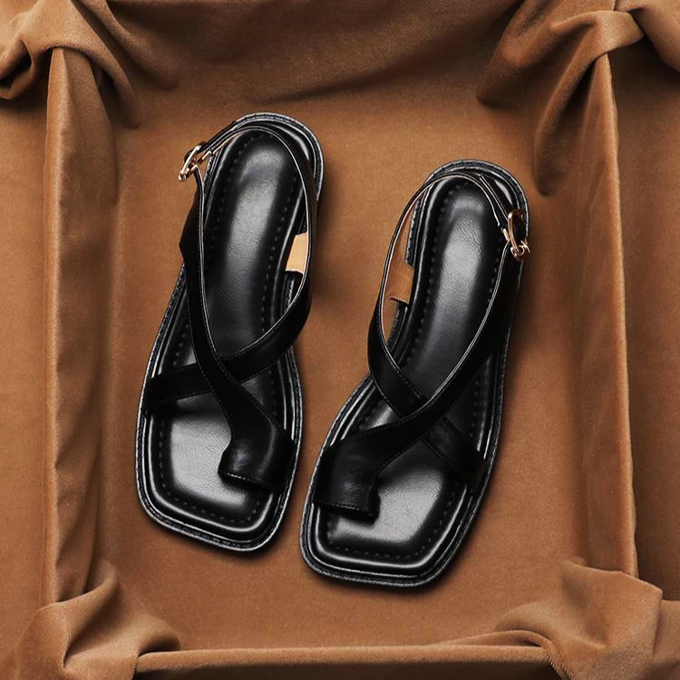 Hannah | Women’s Modern Leather Sandals with Buckle Strap - Image 7