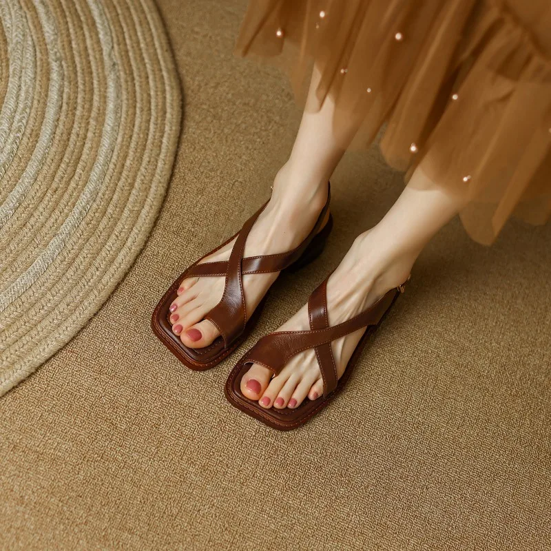 Hannah | Women’s Modern Leather Sandals with Buckle Strap - Image 8