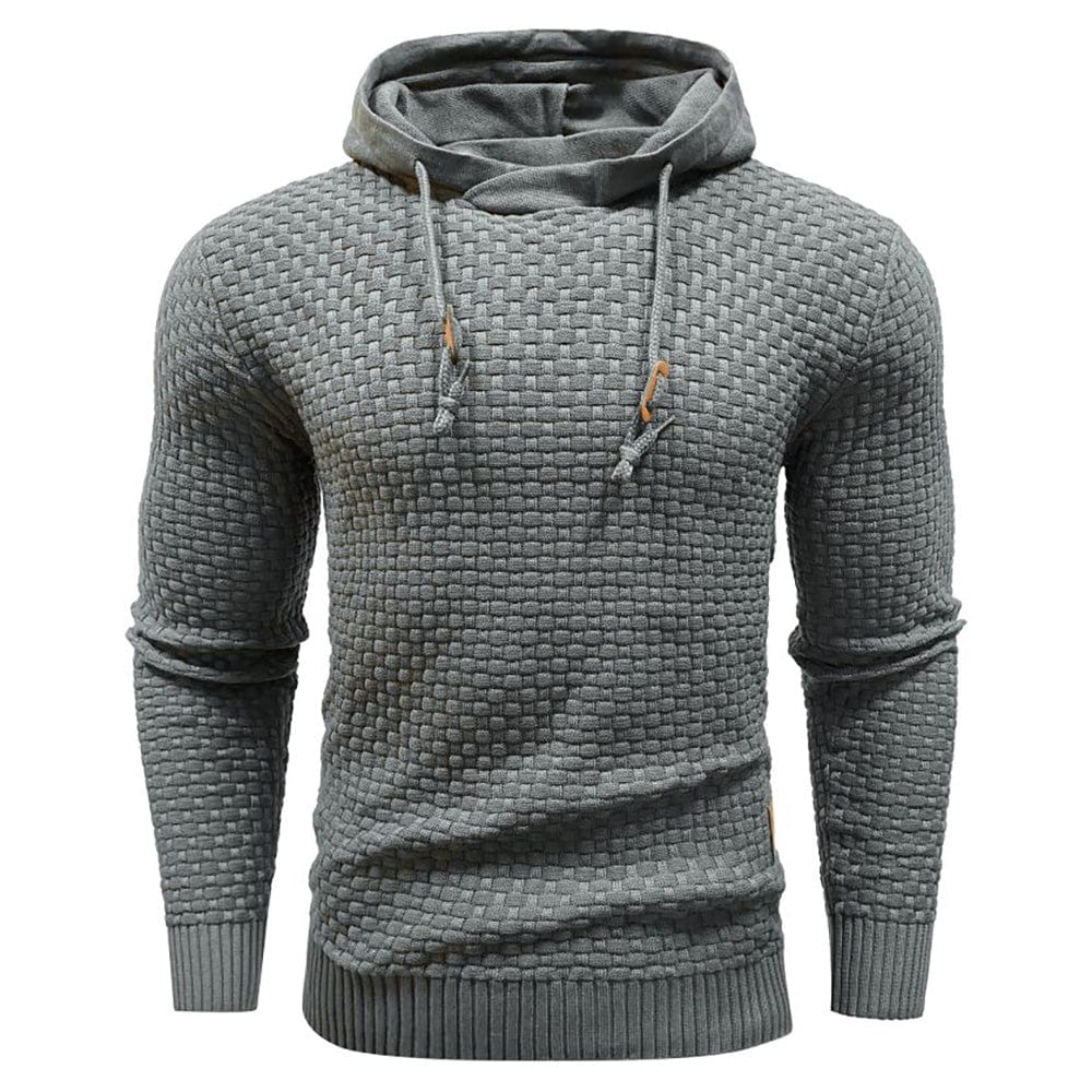 Harley | Men’s Casual Textured Knit Hoodie with Drawstring Hood - Image 11