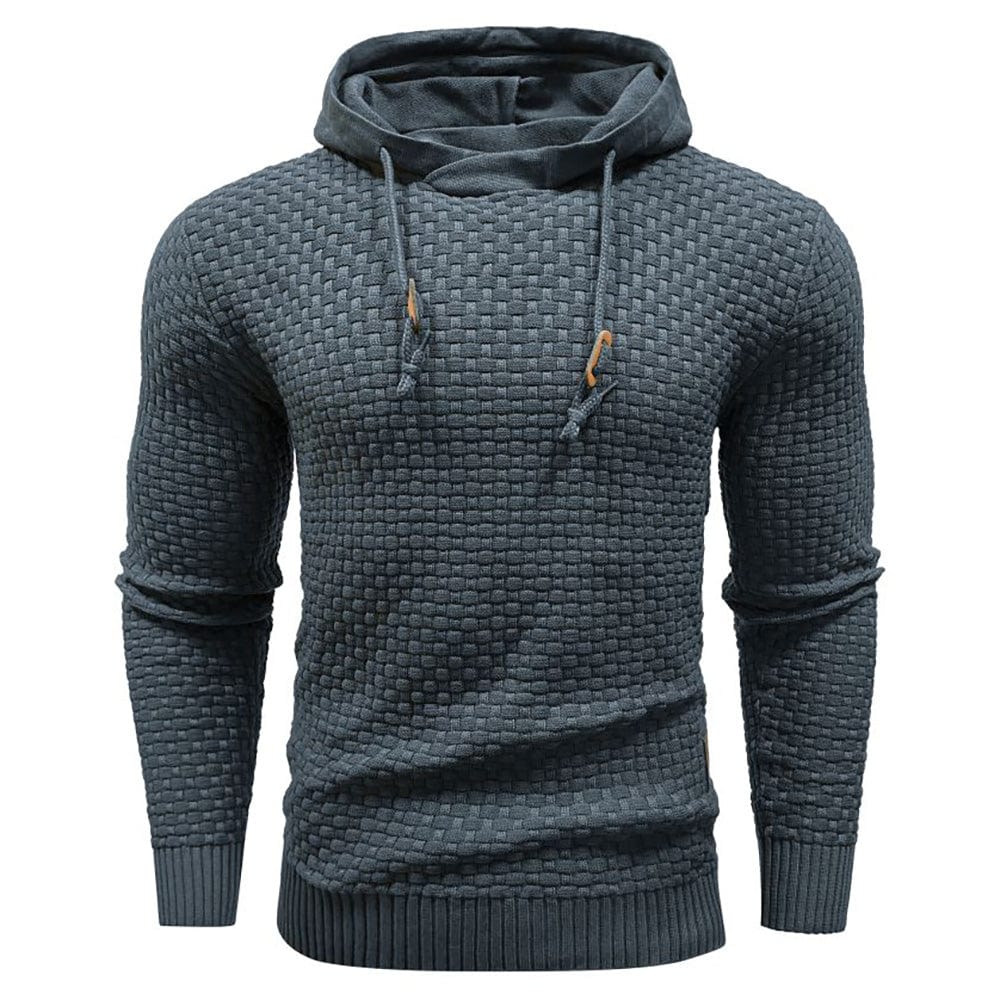 Harley | Men’s Casual Textured Knit Hoodie with Drawstring Hood - Image 13