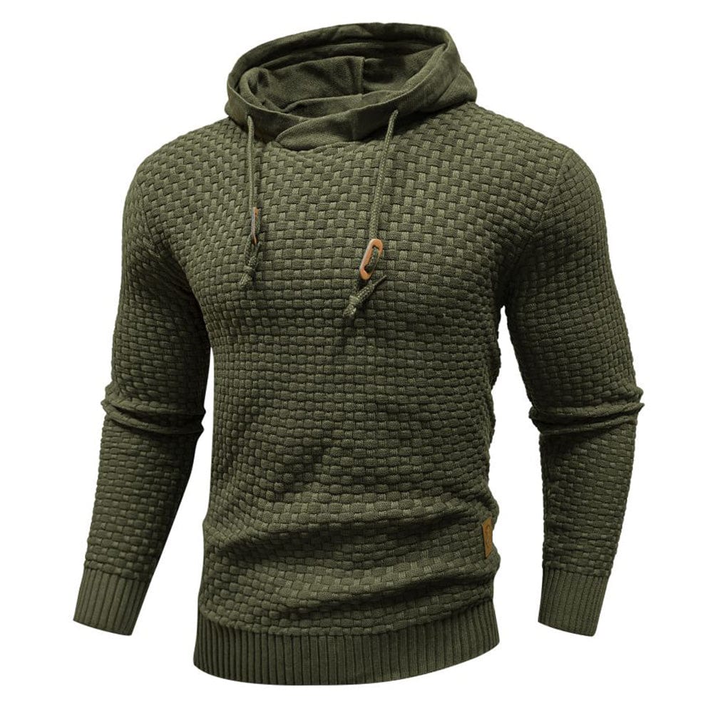 Harley | Men’s Casual Textured Knit Hoodie with Drawstring Hood - Image 6