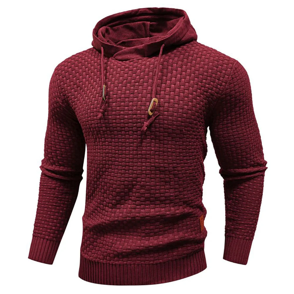 Harley | Men’s Casual Textured Knit Hoodie with Drawstring Hood - Image 8