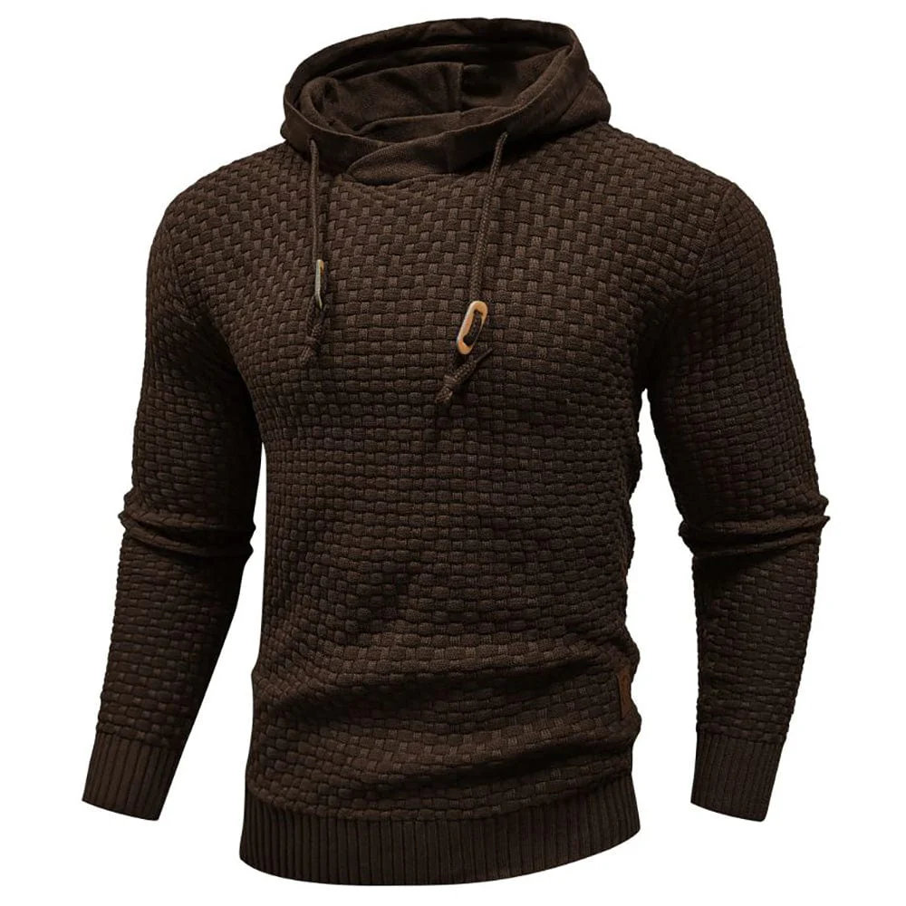 Harley | Men’s Casual Textured Knit Hoodie with Drawstring Hood - Image 9