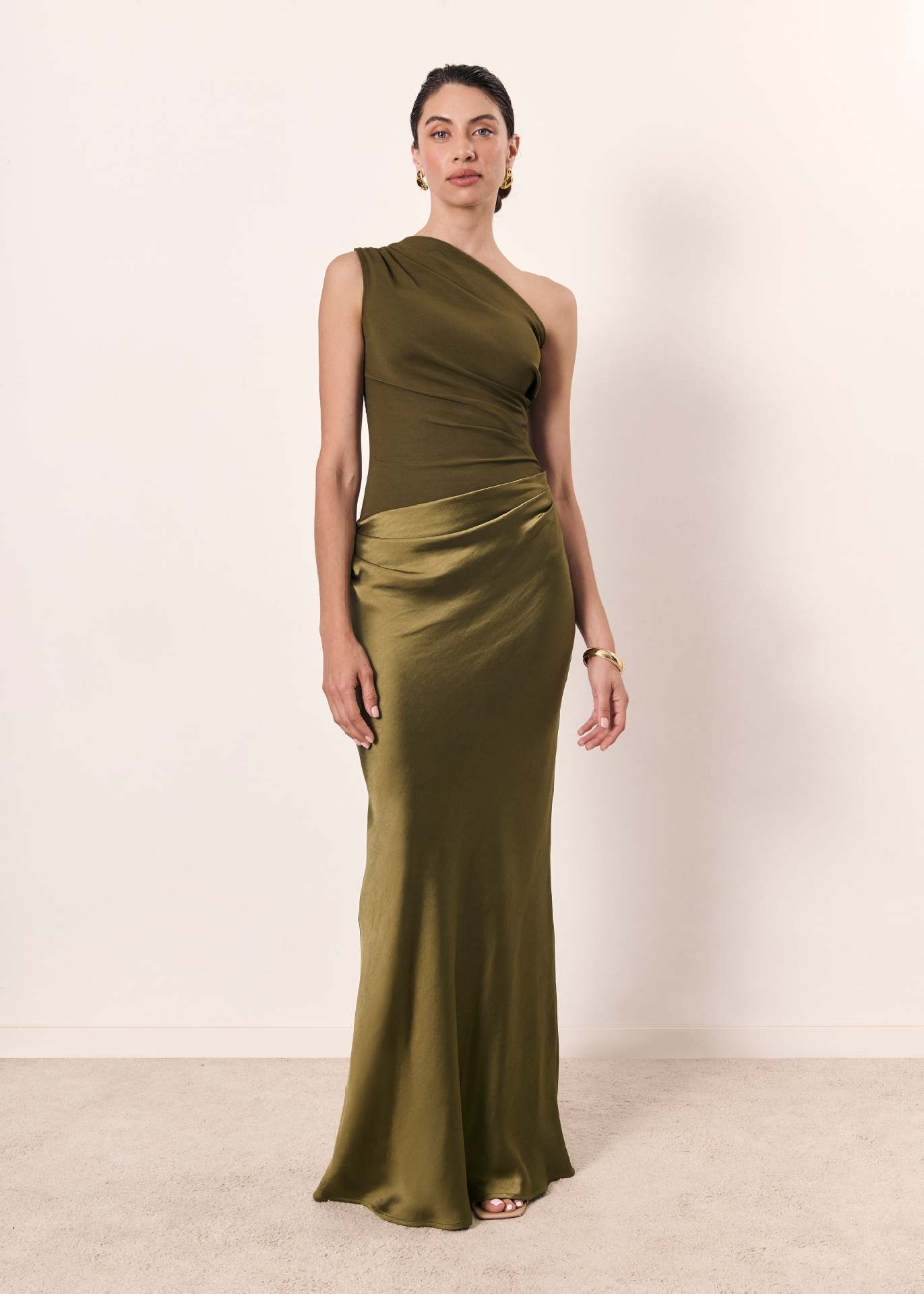 Hazel | Women’s Satin Maxi Wedding Guest Dress with One Shoulder - Image 7