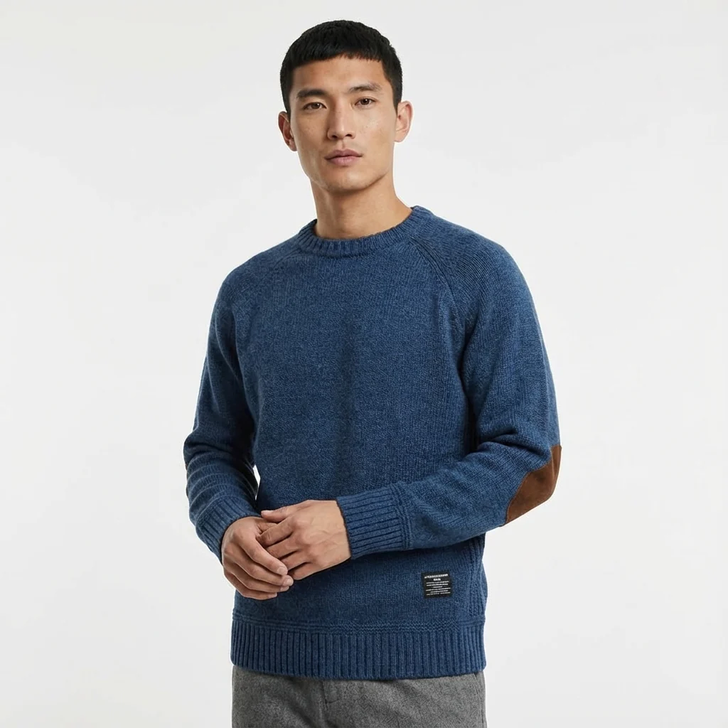 Henry | Men’s Classic Wool-Blend Jumper with Elbow Patches - Image 6
