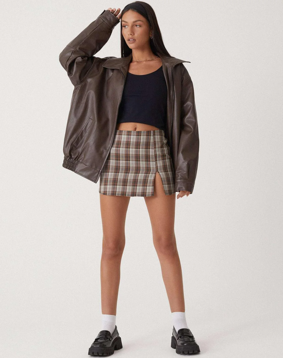 Holly | Women’s Oversized Leather Jacket with Elasticated Hem - Image 7