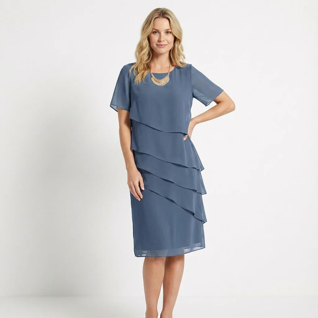Janet | Women’s Chiffon Mother of the Bride Dress - Midi - Image 3