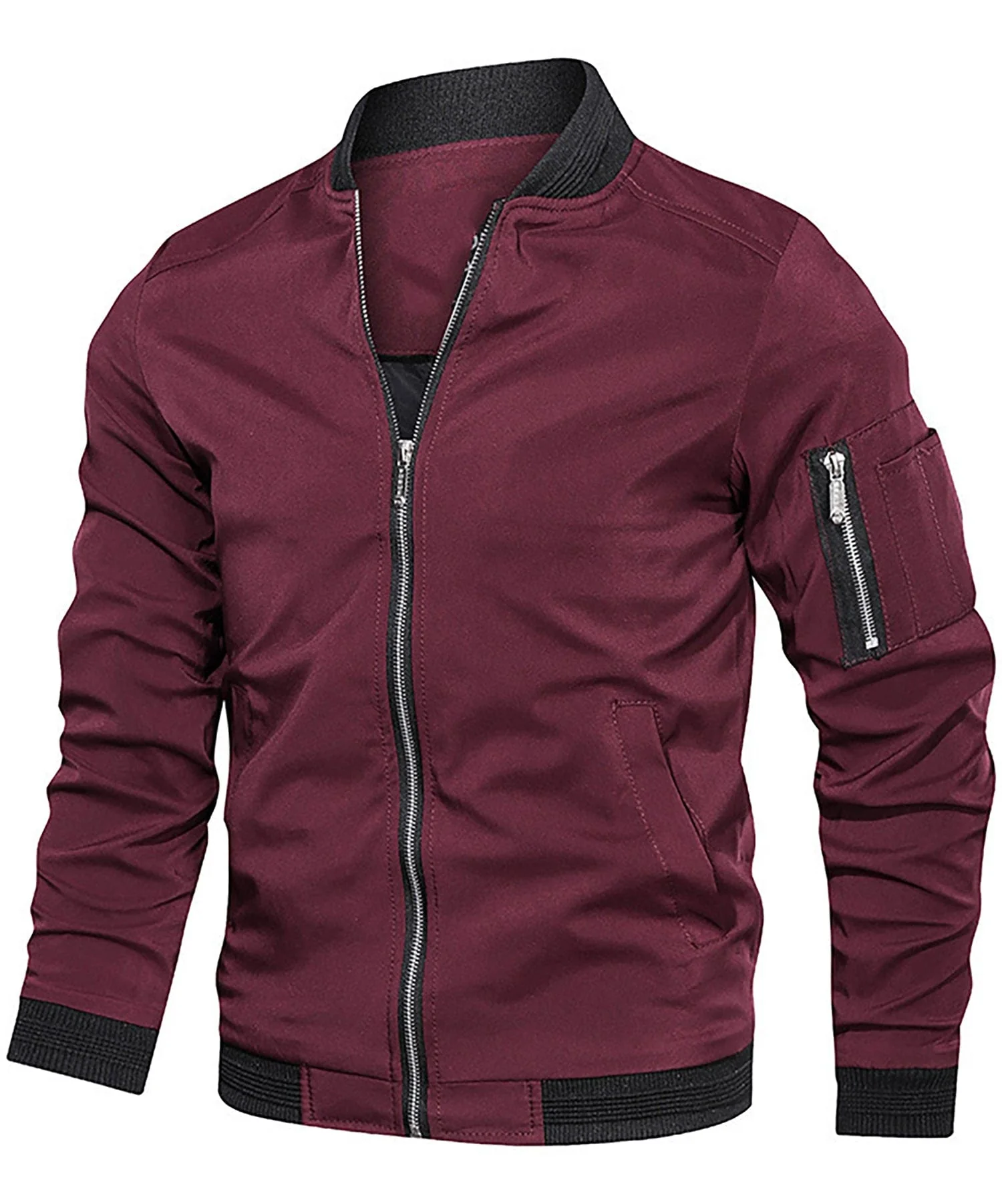 Jesse | Men’s Classic Bomber Jacket with Sleeve Zip Pocket - Image 4