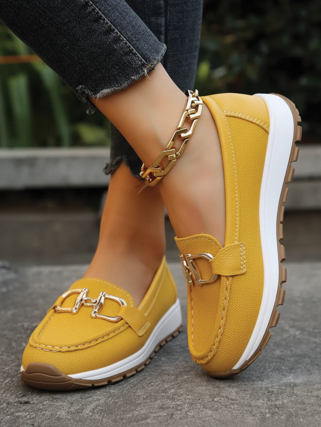 Jessica | Women’s Classic Slip-On Loafers with Chain Buckle - Image 5