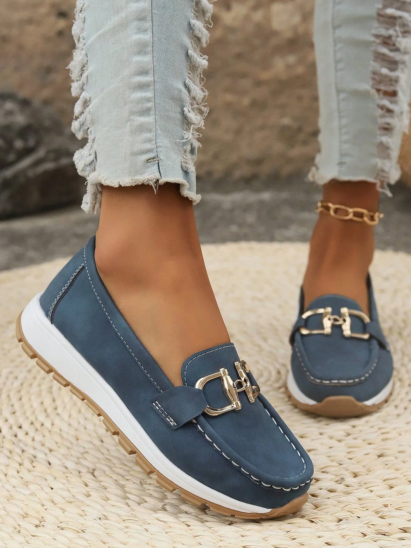 Jessica | Women’s Classic Slip-On Loafers with Chain Buckle - Image 7