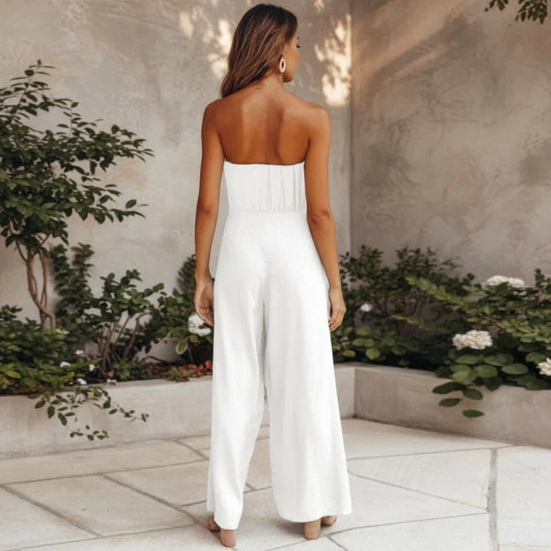 Julie | Women’s Trendy Wide-Leg Jumpsuit with Tie Waist Belt - Image 5