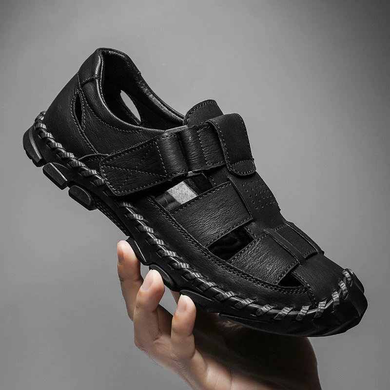 Kai | Men’s Fisherman Leather Sandals with Hook-and-Loop Strap - Image 3