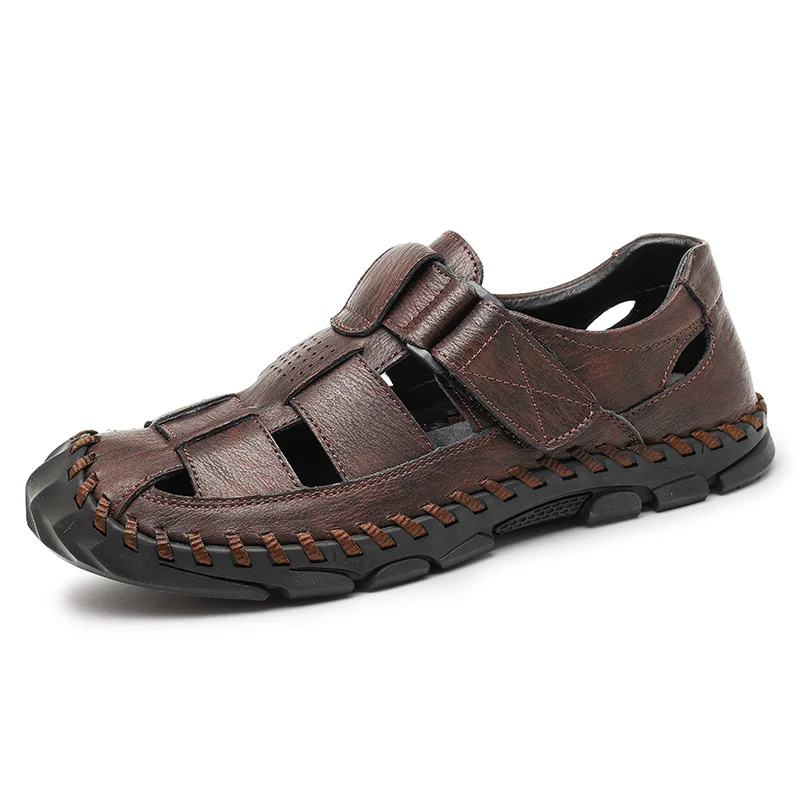 Kai | Men’s Fisherman Leather Sandals with Hook-and-Loop Strap - Image 5