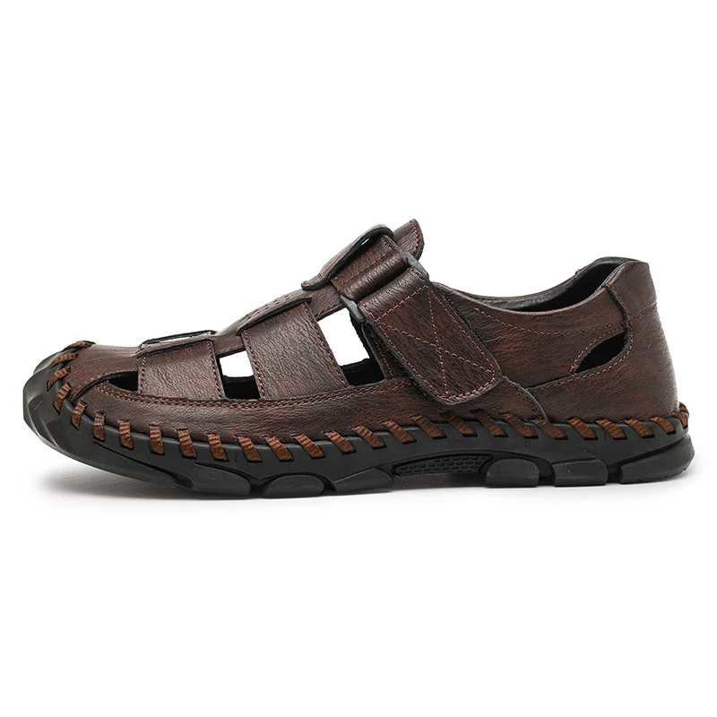 Kai | Men’s Fisherman Leather Sandals with Hook-and-Loop Strap - Image 6