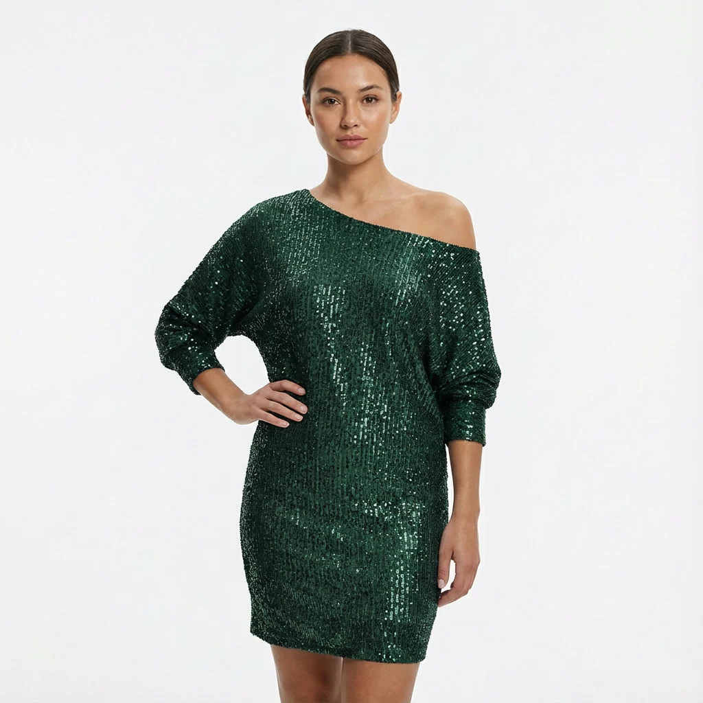 Kate | Women’s Sequin Mini Party Dress with One-Shoulder Neckline - Image 3