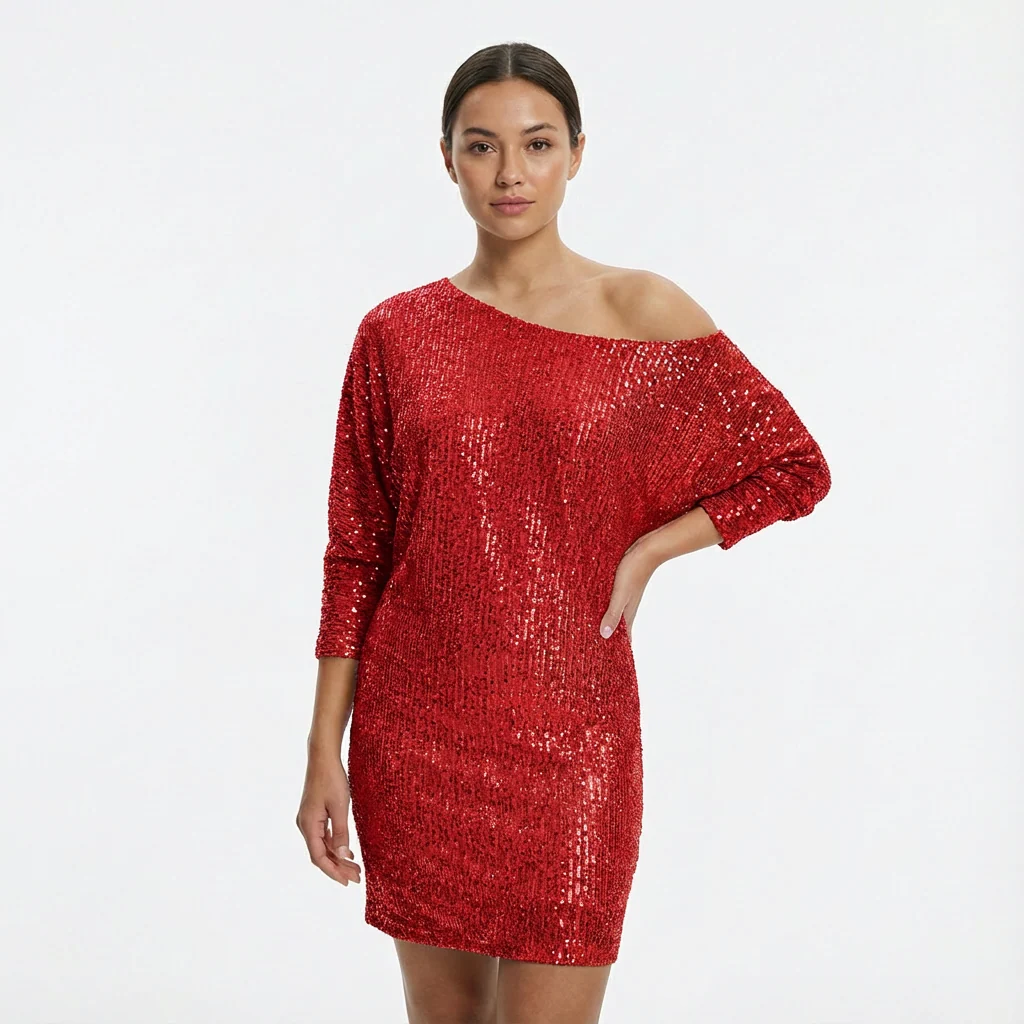 Kate | Women’s Sequin Mini Party Dress with One-Shoulder Neckline - Image 5