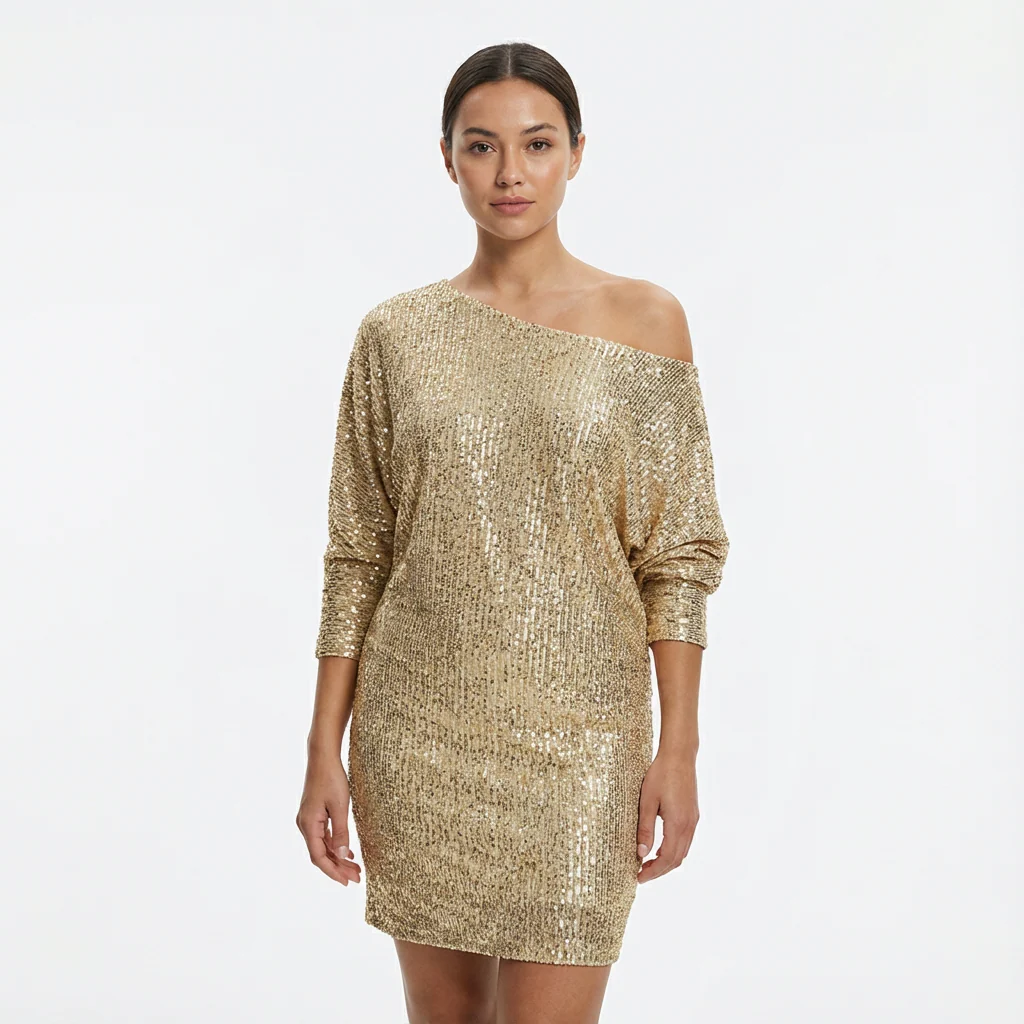 Kate | Women’s Sequin Mini Party Dress with One-Shoulder Neckline - Image 6