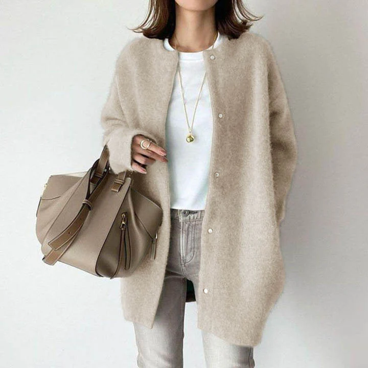 Katie | Women’s Classic Wool-Knit Cardigan with Patch Pockets - Image 3