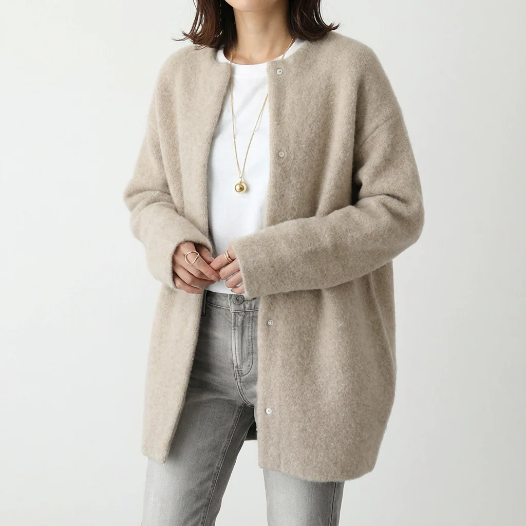 Katie | Women’s Classic Wool-Knit Cardigan with Patch Pockets - Image 4