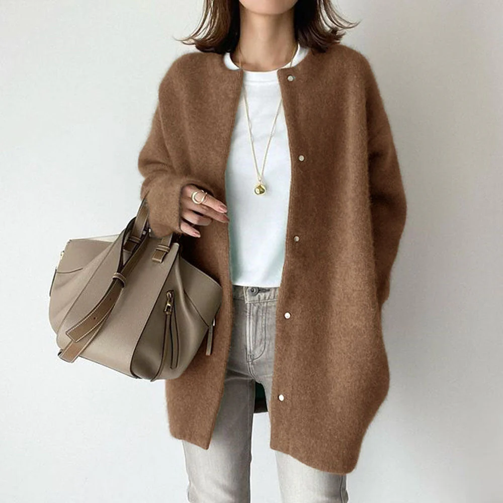 Katie | Women’s Classic Wool-Knit Cardigan with Patch Pockets - Image 9