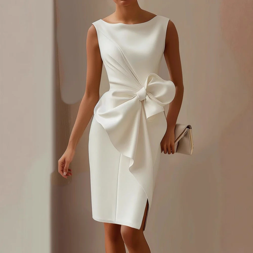 Keira | Women’s Midi Mother Of The Bride Dress with Front Bow - Image 5