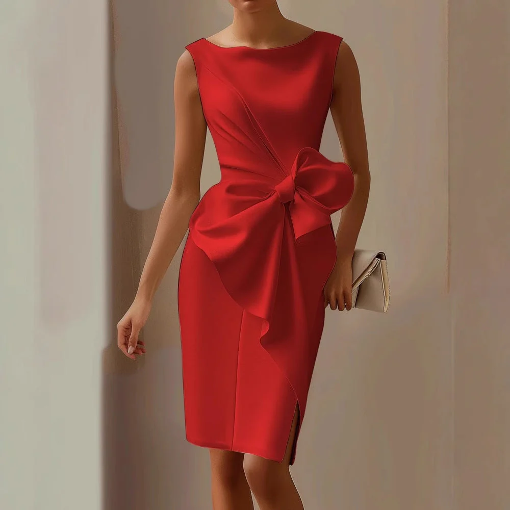 Keira | Women’s Midi Mother Of The Bride Dress with Front Bow - Image 7