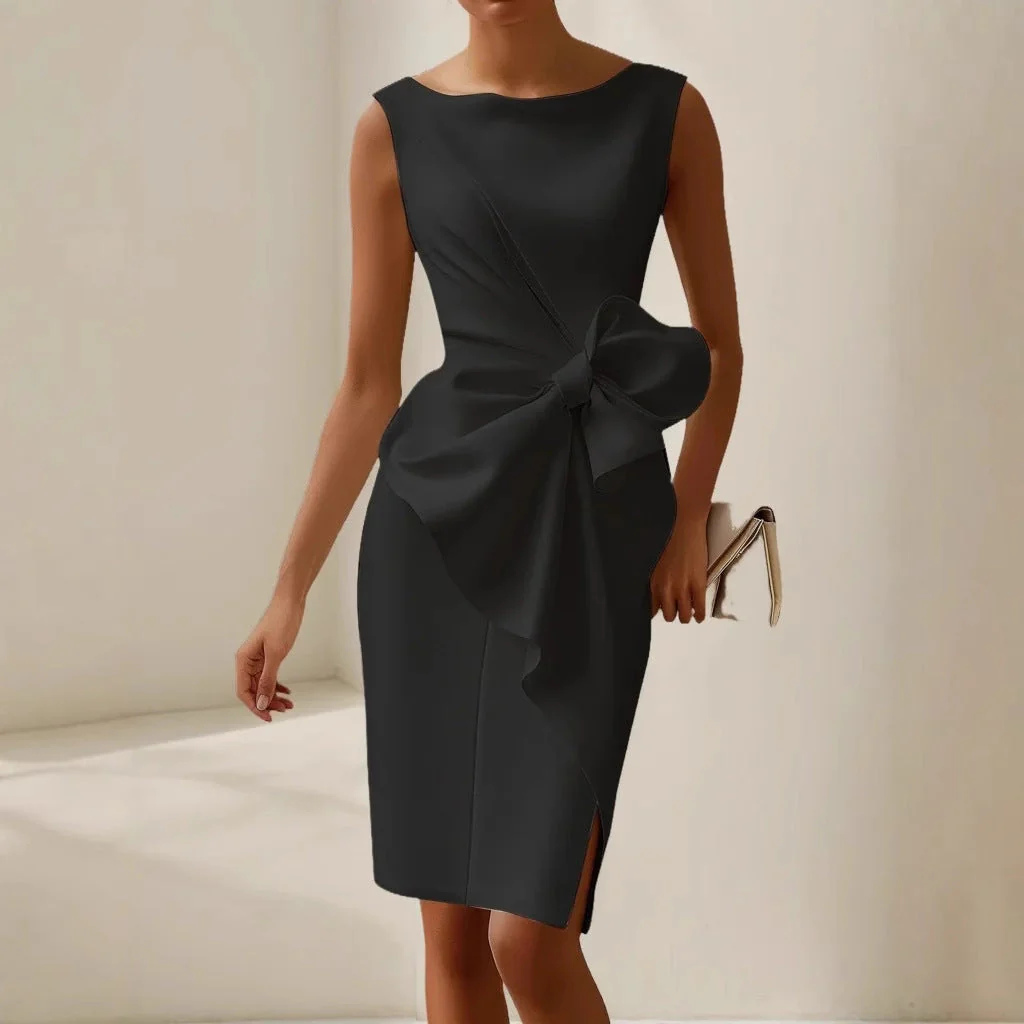 Keira | Women’s Midi Mother Of The Bride Dress with Front Bow - Image 8