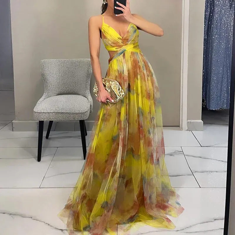 Kelly | Women’s Glamorous Maxi Wedding Guest Dress with V-Neck - Image 3